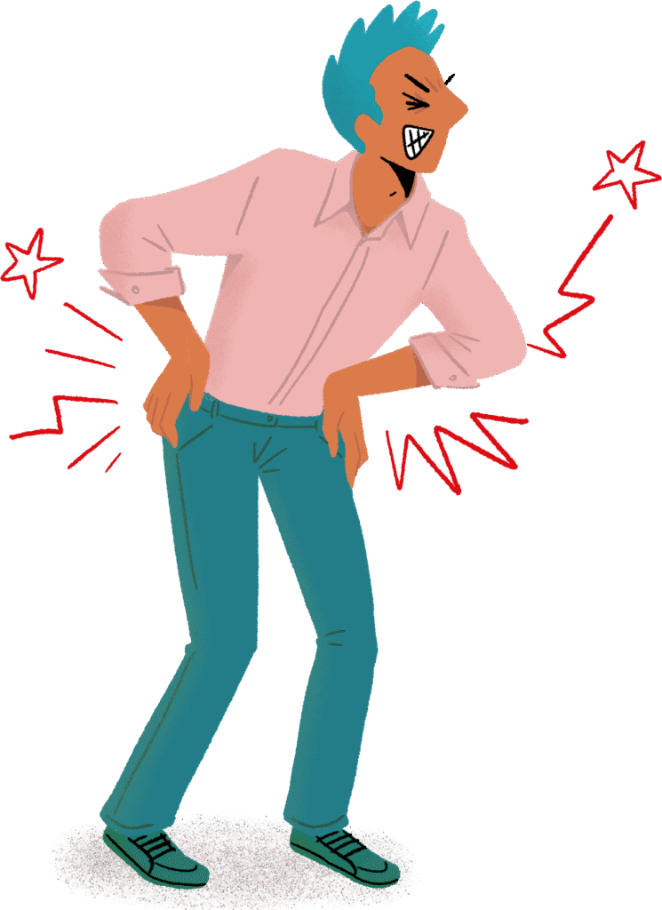 Homme souffrant de douleurs lombaires, illustrant les motifs de consultation fréquents dans un centre chiropratique à Pau.