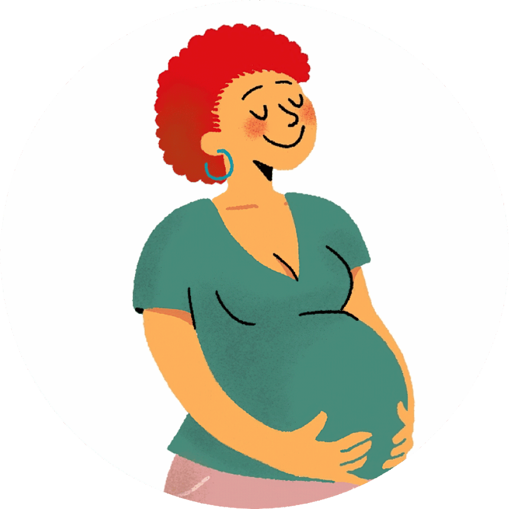 Femme enceinte souriante se tenant le ventre, illustrant l’accompagnement de la chiropratique pendant la grossesse.