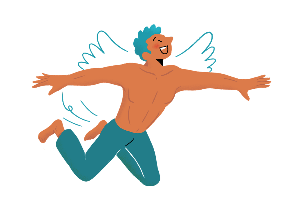 Illustration d’une personne en mouvement, symbole de vitalité et de chiropratique pour dirigeants et entrepreneurs.